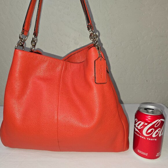 Coach Madison Phoebe Tomato Red Pebbled Leather 3 Compartment Hobo Bag F35723 - Picture 3 of 15